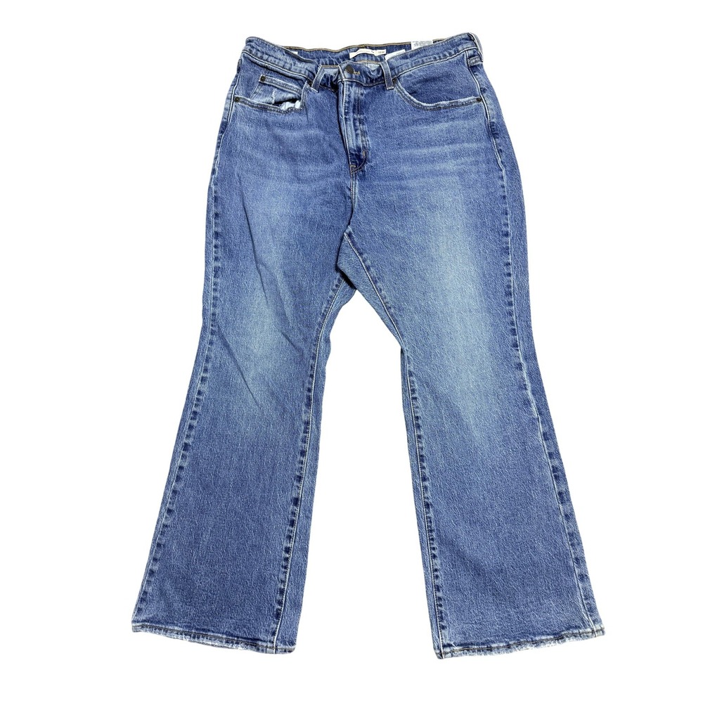 Levis Premium 70s High‎ Flare Jeans Womens 16W Blue Denim High Rise Plus Stretch